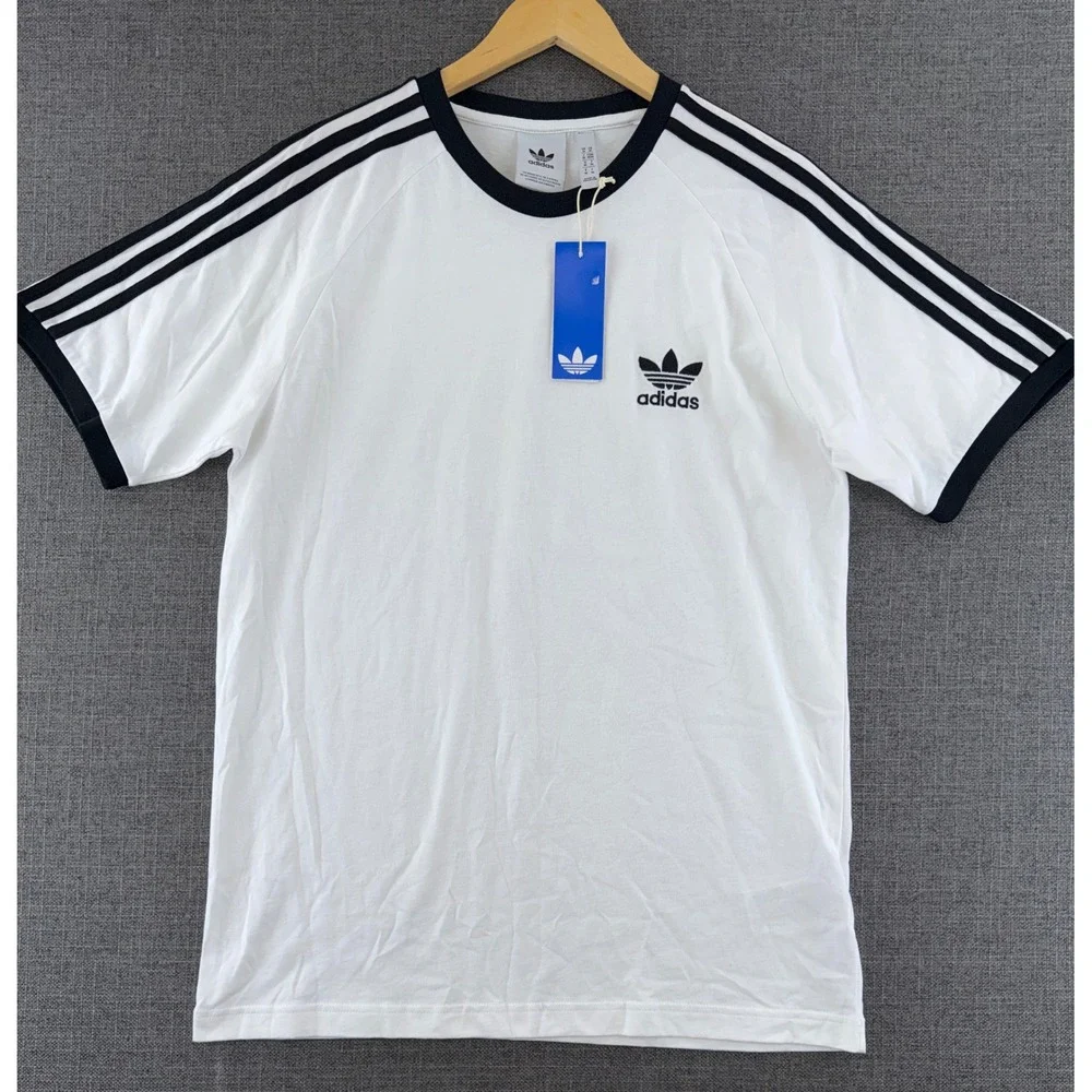 Adidas Originals Mens 3-Stripes Tee White Black Trefoil T-Shirt IA4846 M
